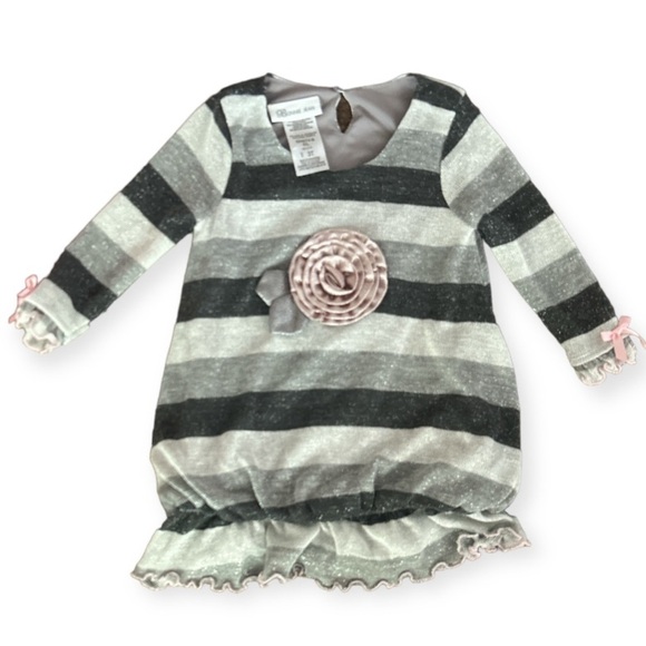 Bonnie Jean Other - Bonnie Jean Brand New Gray Striped little girls top with rose size 3T